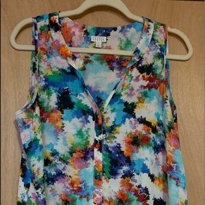 Multi-colored button up tank top